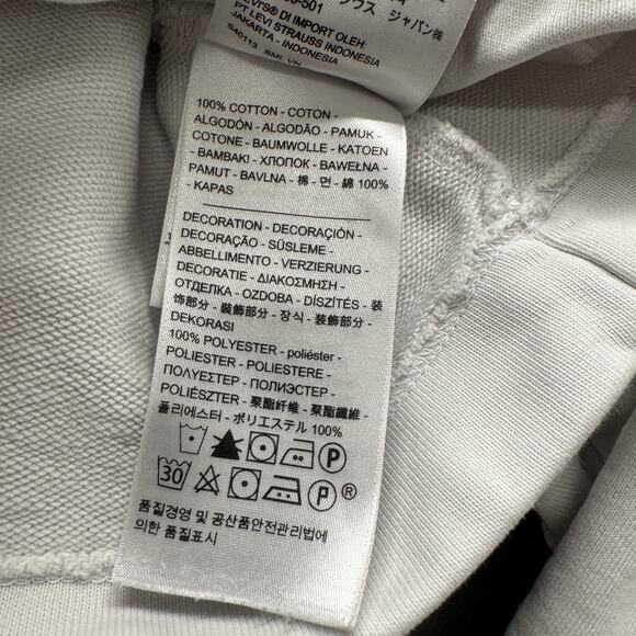 Levi's Cropped Sweatshirt Womens Small Off White Red Center Hit Pullover - Picture 6 of 8